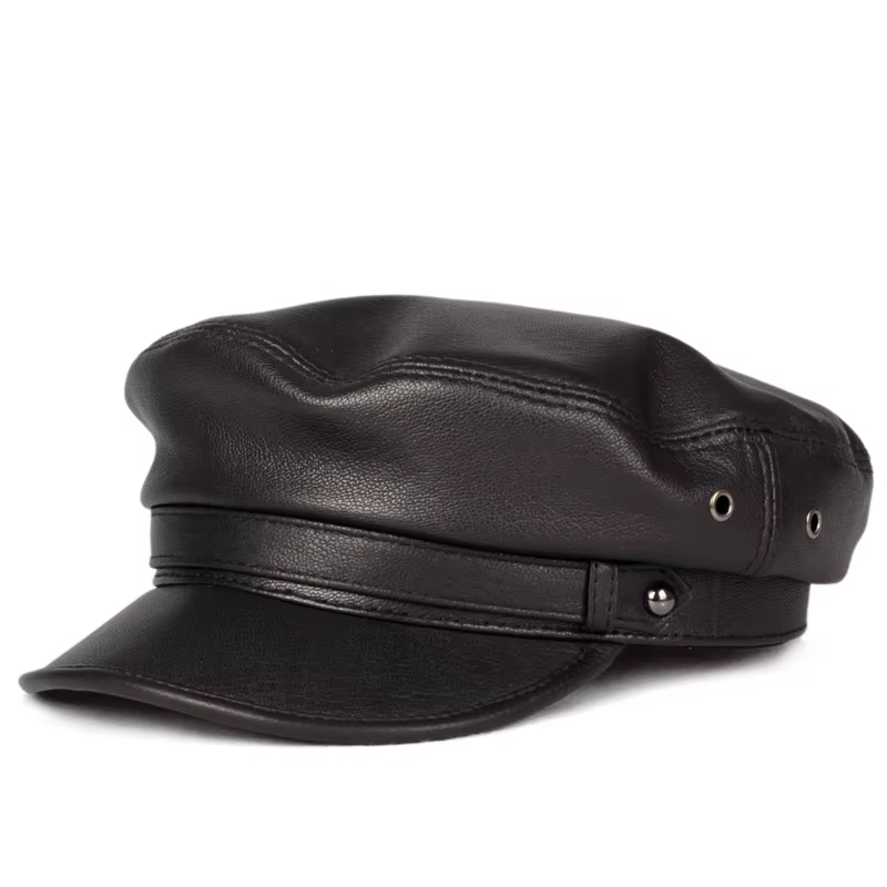 100% chapeau en cuir hommes femmes unisexe étudiants casquettes marine Homme Locomotive langue de ca