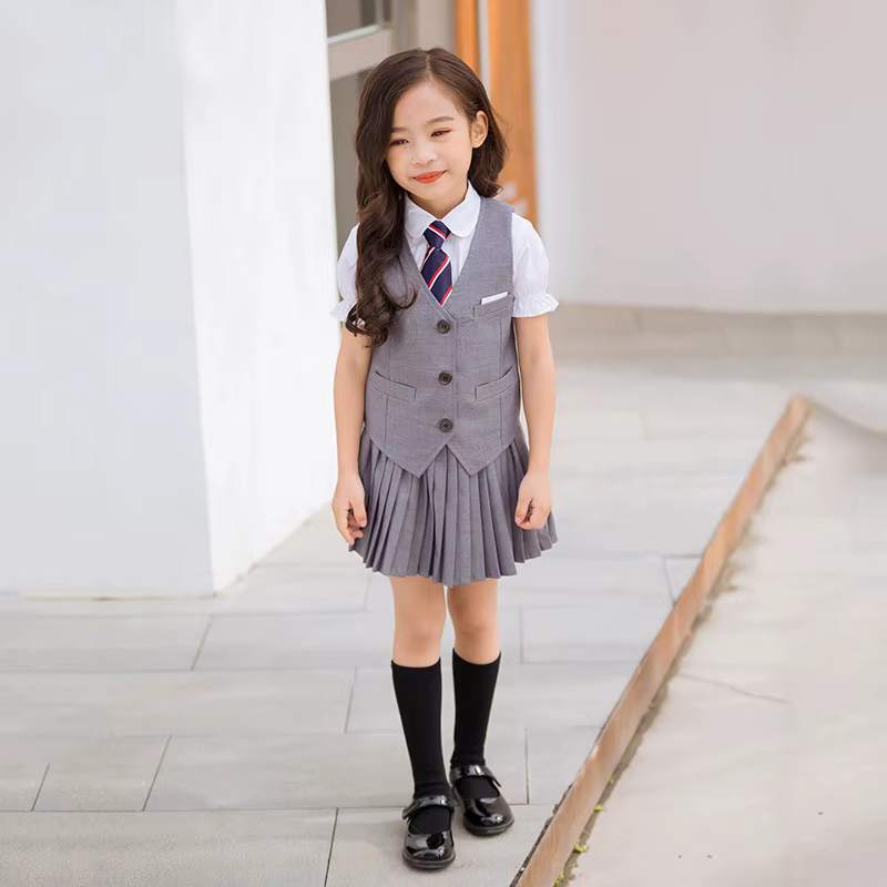 Uniforme scolaire coréen pour enfants, jupe plissée pour garçons et filles, ensemble de vêtements de