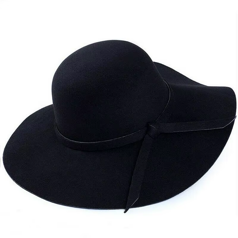 Nouveau Fes Hot Sun Vintage femmes disquette nœud papillon Cloche casquette à large bord laine feutr