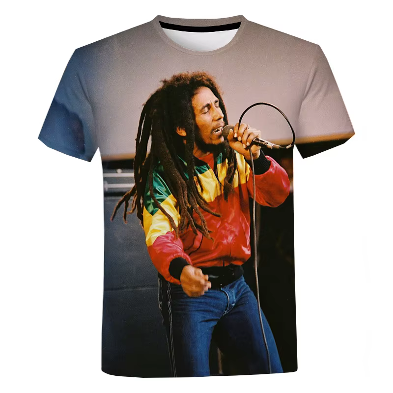 T-shirt unisexe à manches courtes Bob Marley Reggae Respzed pour hommes et femmes, Streetwear Haraju