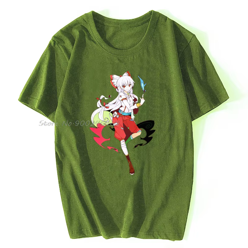 T-shirt Touhou pour homme, Streetwear, en coton, style Hip Hop, Harajuku, Fujiwara No Mokou