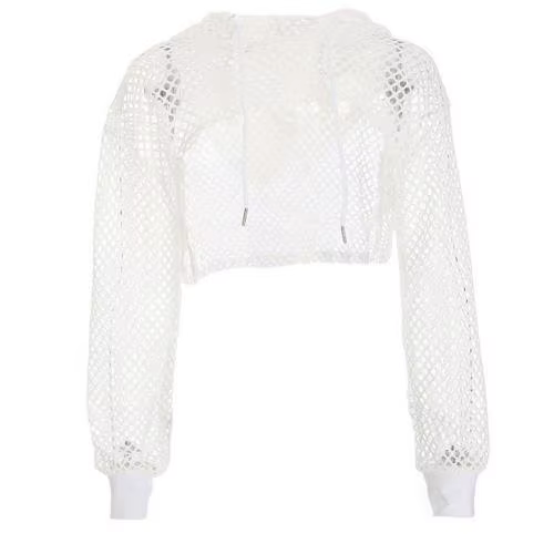Femmes chaudes t-shirt gilet décontracté soutien-gorge couverture filet de poisson évider cordon Mic
