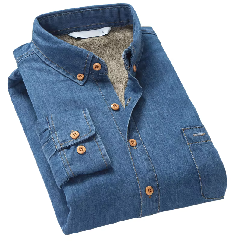 Marque de mode hiver jean chemise hommes chaud polaire doublé velours Denim chemises Cowboy manteaux