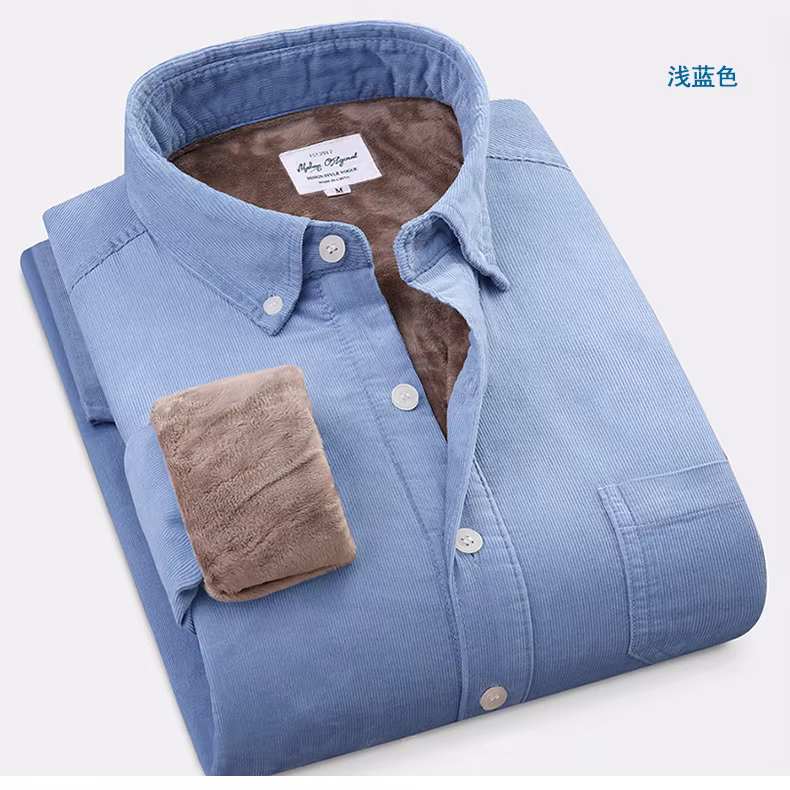 Chemises Chaudes en Velours Côtelé pour Homme, Coupe-Vent, Doublure en Velours, Vêtement d'Hiver
