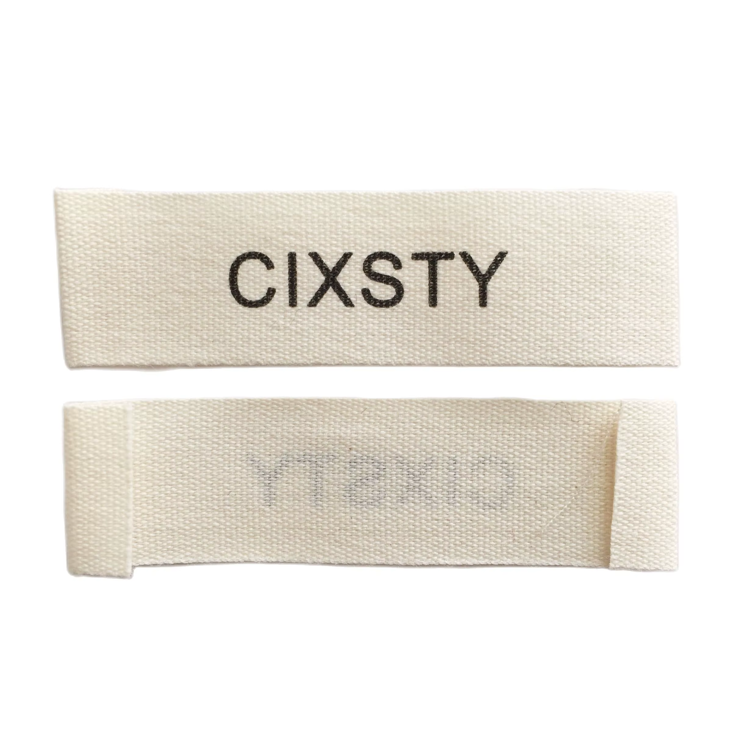 Étiquette en coton pliable d'extrémité de tissu naturel personnalisée, étiquette de vêtement avec LO