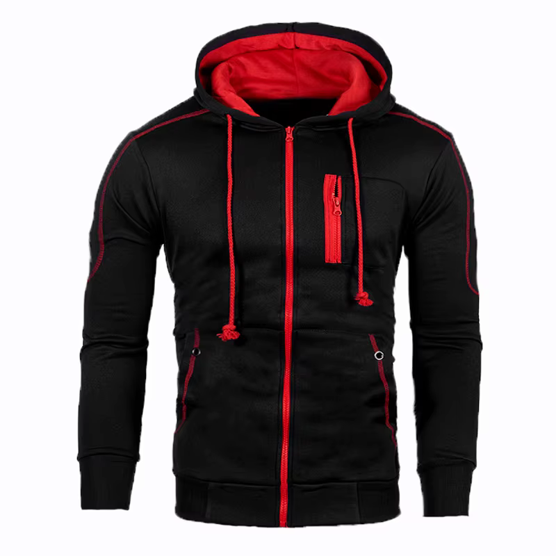 Sweat à Capuche à Manches sulfpour Homme, Streetwear Décontracté, Couleur Unie, Slim, avec Fermeture