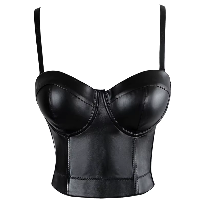 Aonve femmes été haut sexy en cuir PU Festival vêtements hauts Bralette haut court femme Punk Goth C