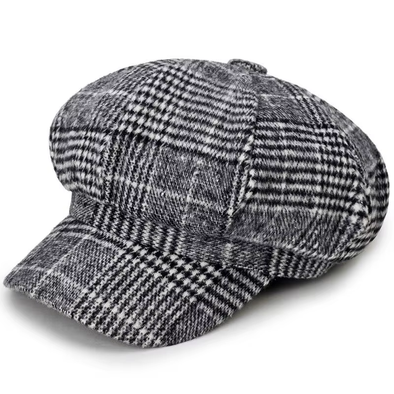 COKK – casquette de livreur, chapeau octogonal à carreaux pour femmes et hommes, béret classique Vin