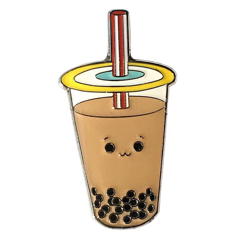 Broche en émail Boba Bubble Tea, thé au lait