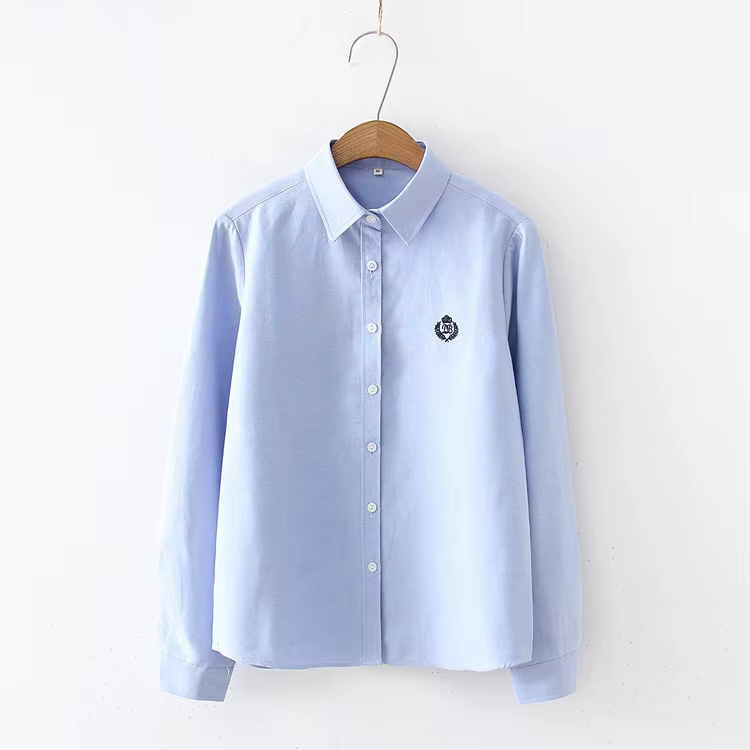 Chemisiers femme 2021 mode printemps nouvelles femmes jeunesse Simple couleur unie broderie à manche