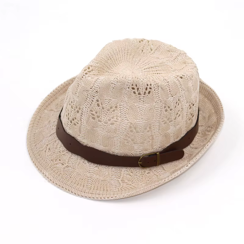 Hats for Women Female Hat Women's Girls Fedora Knitted Chapeu Feminino Autumn Summer Leather Buckle 