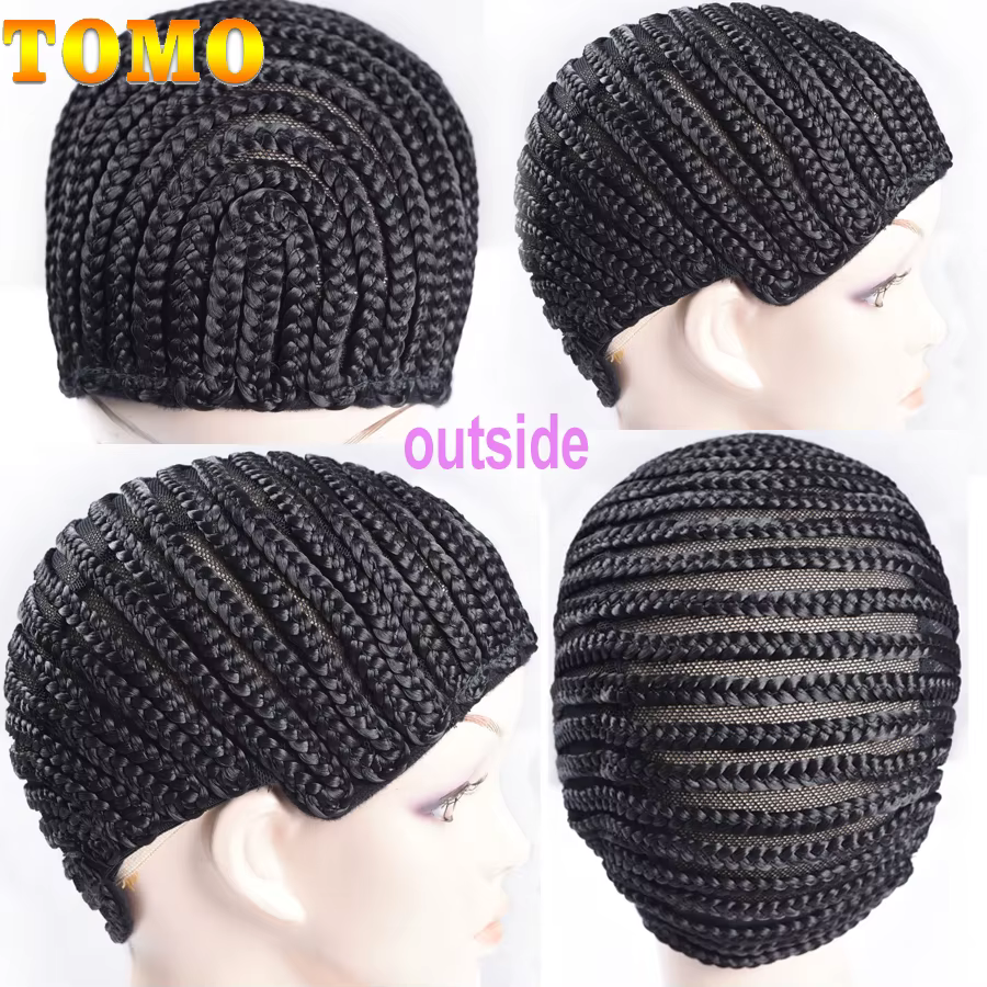 TOMO 1 pièces noir Super élastique Cornrow casquette pour tissage Crochet tresse perruque casquettes