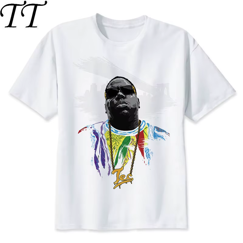 Biggie-T-shirt imprimé à col rond pour homme, à la mode, M8083