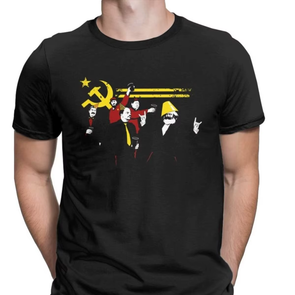 T-shirt du parti chettes russe pour hommes, Marx, Lénine, SUNin, Mao, Castro, T-shirt du socialisme,