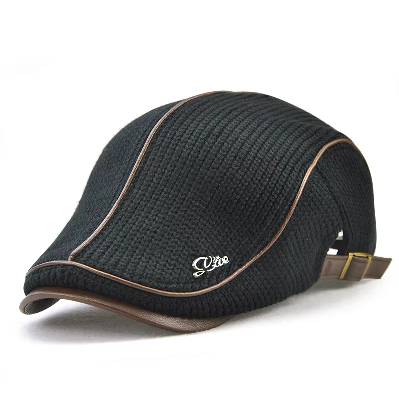 JAMONT 2019 haute qualité marque tricoté béret Casquette Homme en cuir Casquette plate pour hommes B