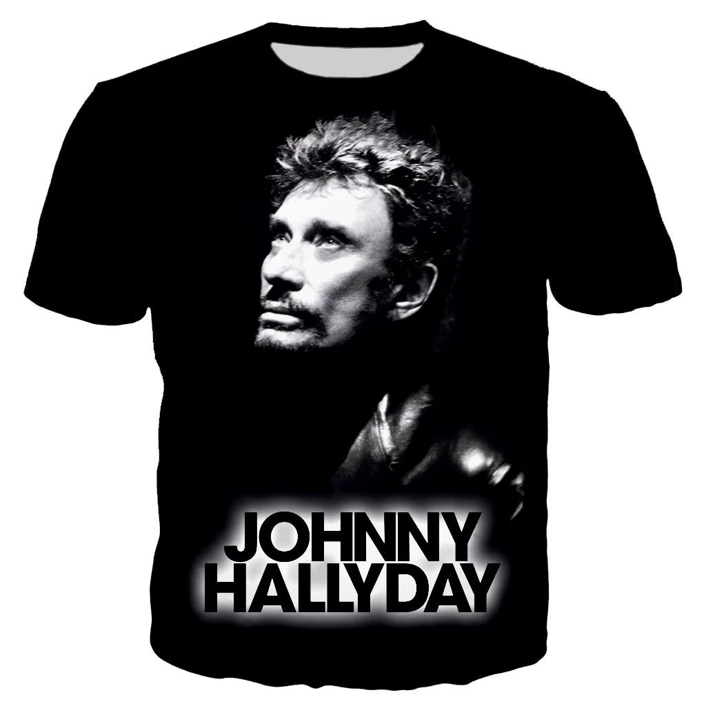 T-shirt de chanteur de Rock Johnny Hallyday T-shirts imprimés en 3D pour hommes et femmes, Streetwea