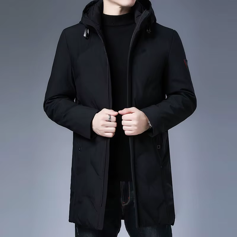 Doudoune à capuche en duvet de canard blanc pour hommes, vestes longues et chaudes, vêtements décont