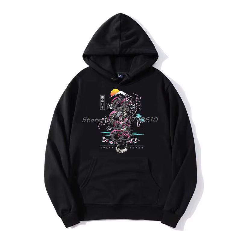 Sweat à capuche Tokyo japon Dragon fleurs de cerisier Culture japonaise hommes sweat à capuche polai
