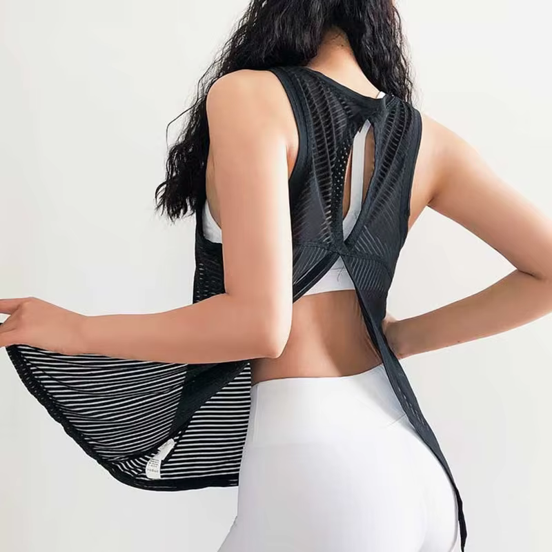T-shirt de sport sexy à dos ouvert pour femme, haut précieux, respirant, entraînement, fitness, yoga