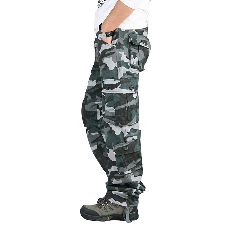 CamSolomon-Pantalon cargo camouflage pour homme, coton, multi-poches, jogging long fjHip Hop, salope