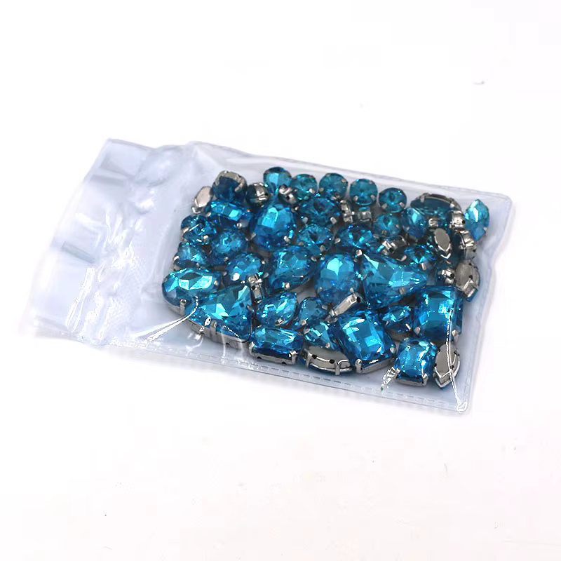 Robe de mariée en cristal de verre de forme mixte, accessoires vestisens, base en argent bleu lac, b