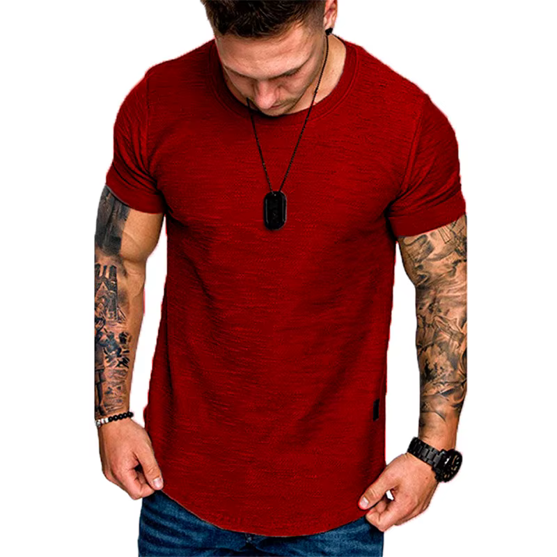 Chemise à manches courtes Streetwear Hip Hop été T-Shirt hommes palangre ourlet incurvé Fitness T-Sh