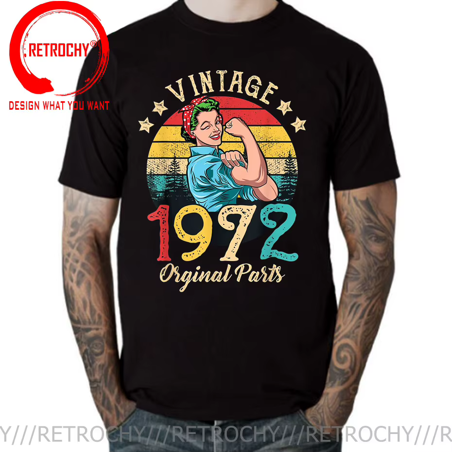 T-Shirt Vintage pour hommes et femmes, coupe cintrée, rétro, fait en 1972, cadeau d'anniversaire 50 