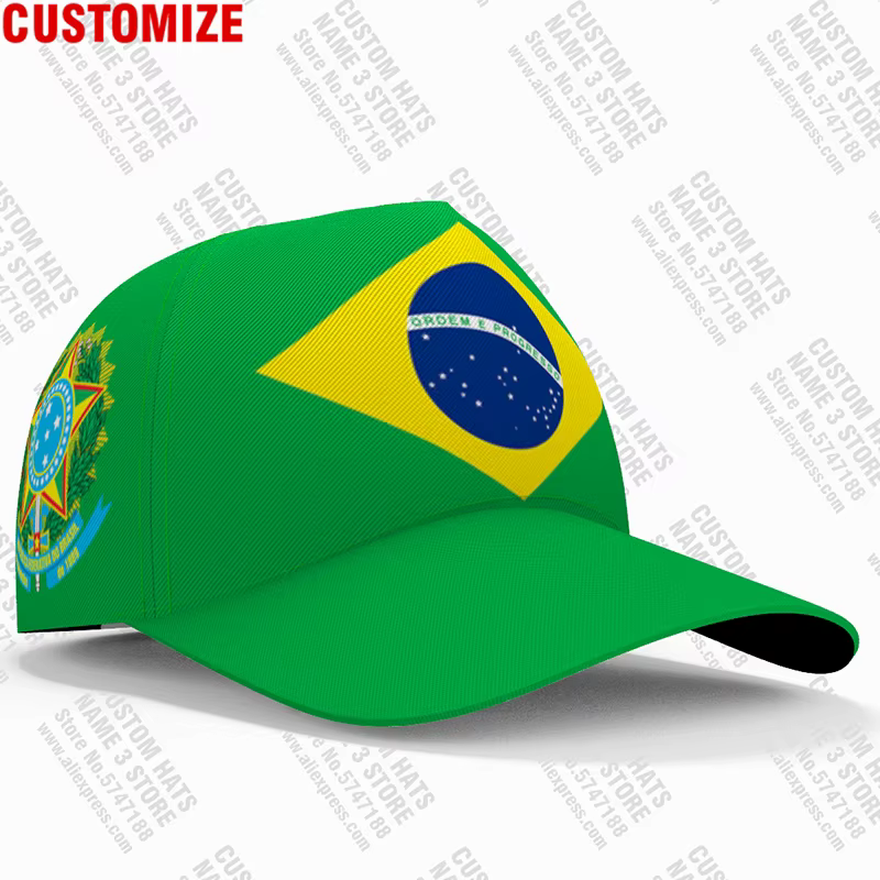Brésil casquette de baseball gratuit 3d sur mesure nom numéro équipe logo Br br bricolage chapeau so