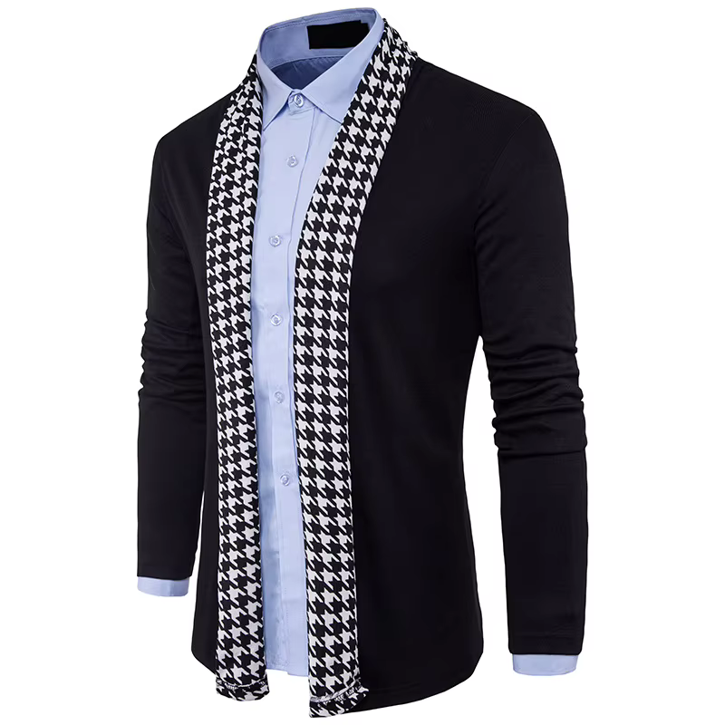 Cardigan noir pour hommes printemps automne mode tricot décontracté vêtements de marque masculin man