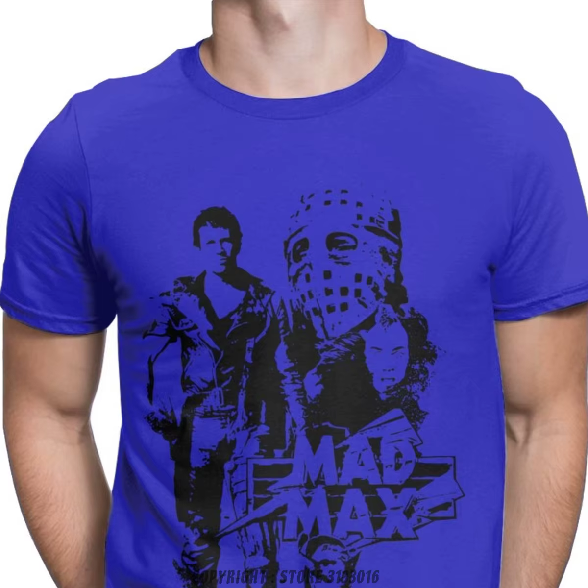T-shirt de noël Mad Max, en coton pur, personnalisé, style urbain, Hip-Hop, avec dessin animé de Fur
