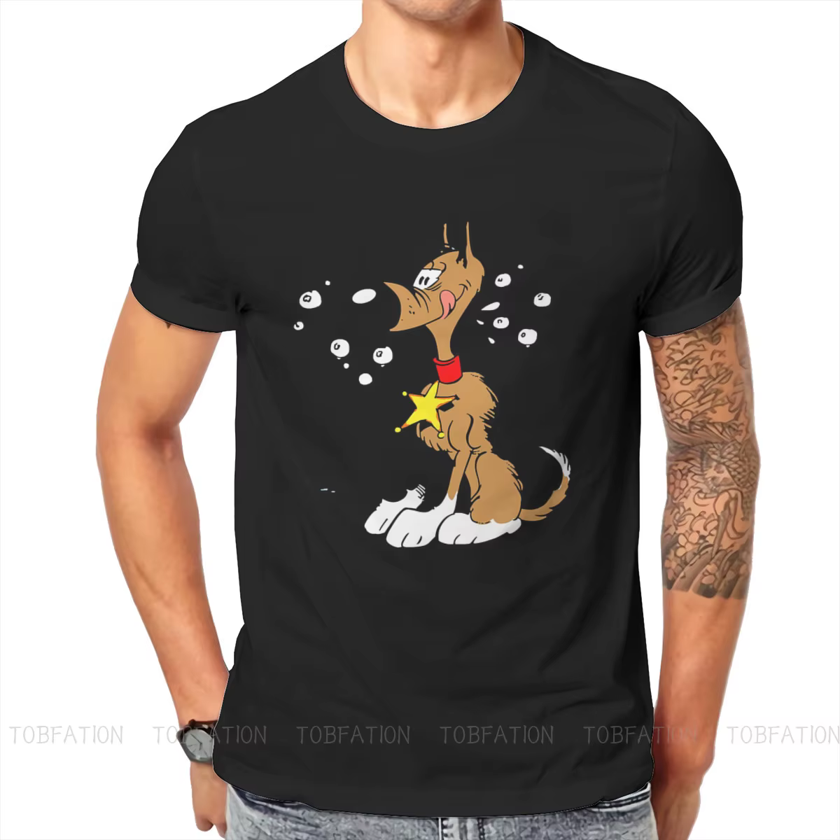 Lucky Luke Cartoon Rataplan T Shirt pour hommes, Vintage Graphic, At Cotton Clothes, Harajuku Crewne