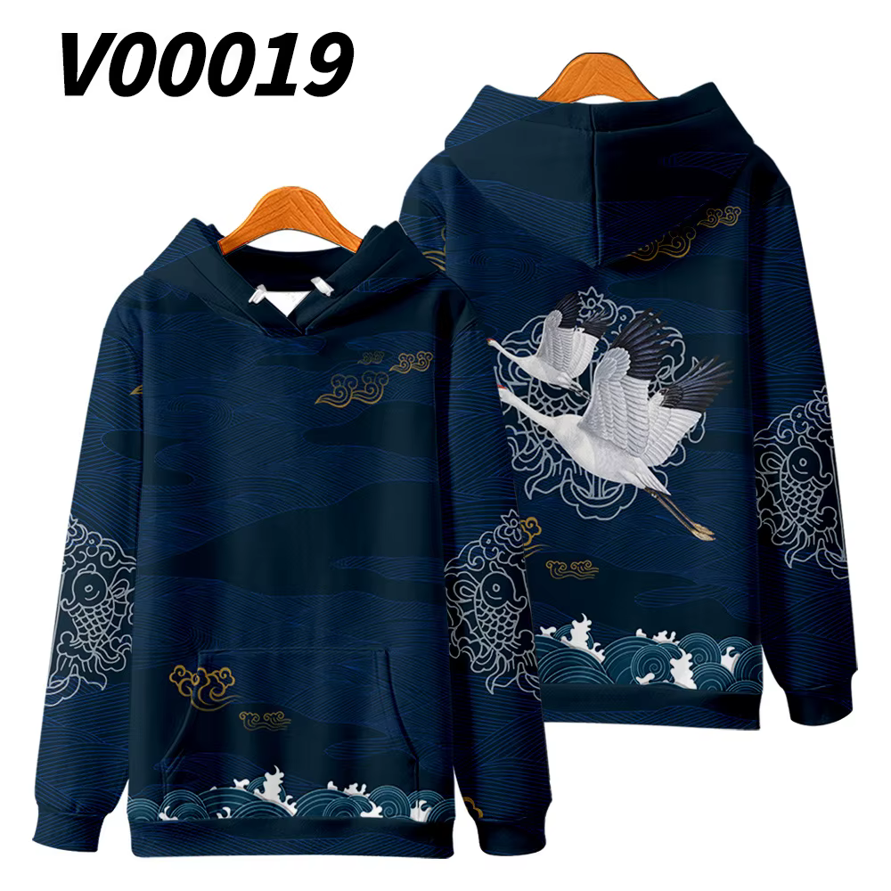 Sweat à capuche imprimé grue Harajuku pour hommes et femmes, sweat à capuche décontracté, pull Hip H