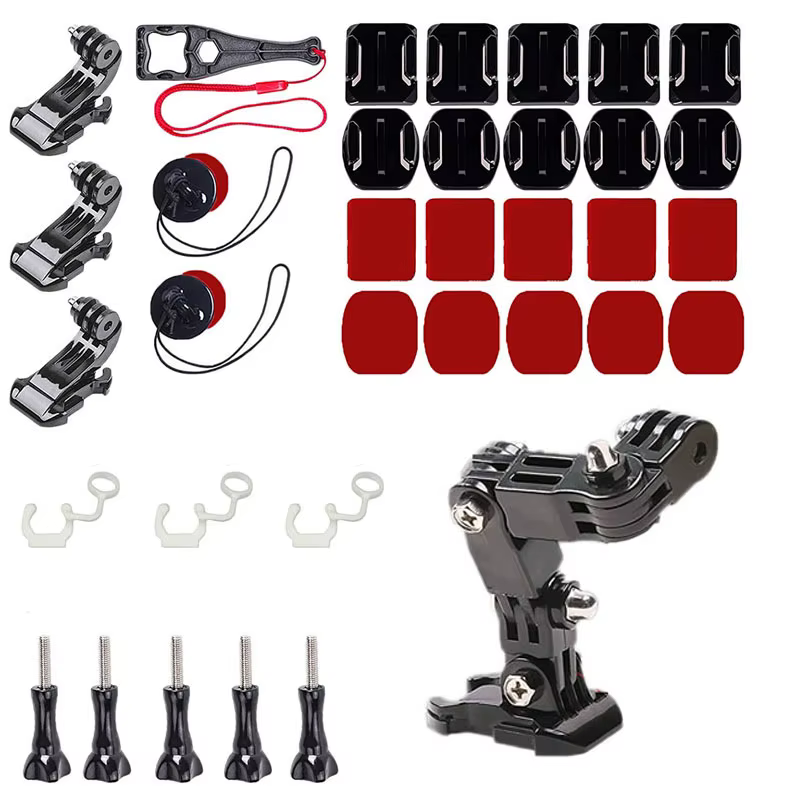 KFFTWWX Kit d'accessoires pour GoPro Hero 13 12 11 10 9 8 7 noir argent 6 5 4 3 2 Osmo casque de mot