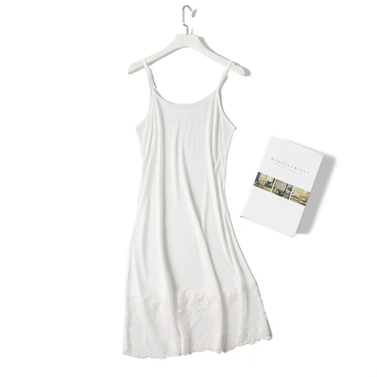 Robe salopette en soie tricotée, sous-jupe en dentelle, chemise de nuit, nouvelle mode pour femmes, 