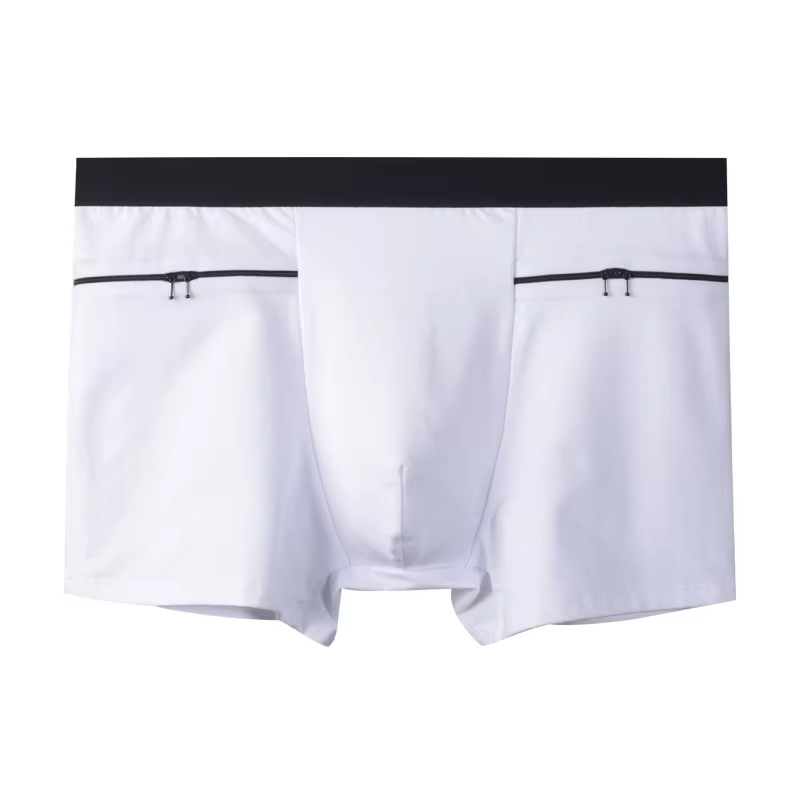 Taille européenne Sexy hommes sous-vêtements avec poches zippées grande taille culotte coton Boxer S