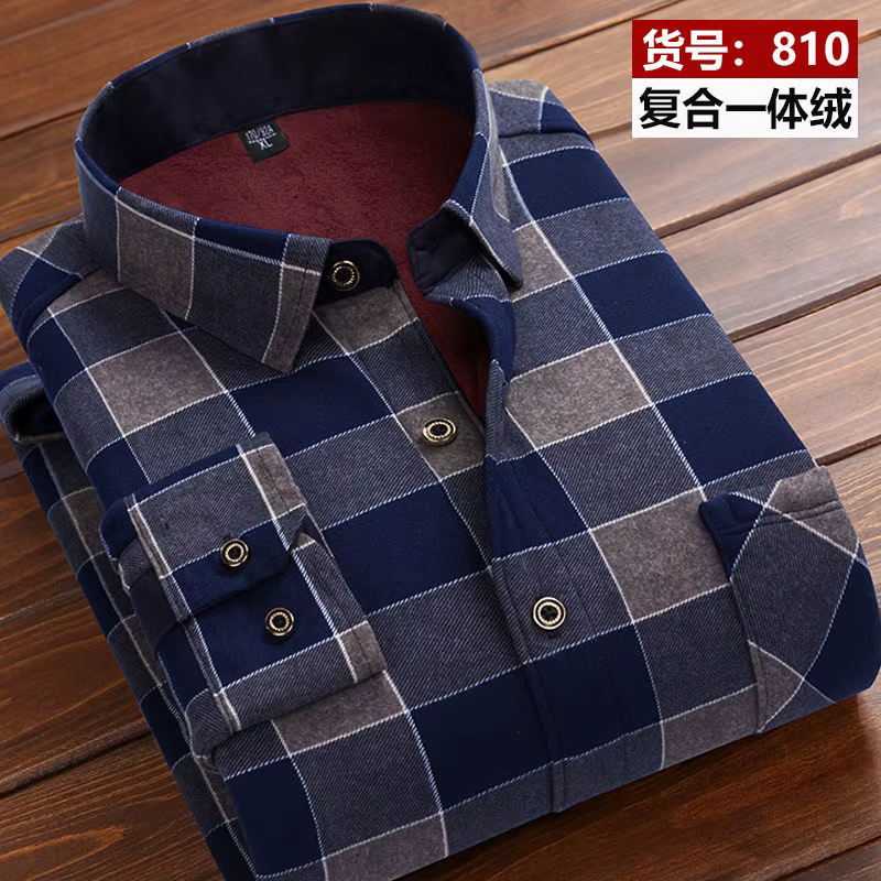Hommes chemise polaire 2025 automne hiver mâle à manches longues chemise à carreaux épais doublé pol