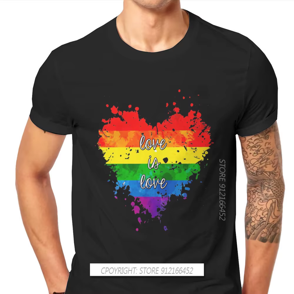 T-shirt hipster Love Is Love Coussins pour hommes, Streetwear en coton, col rond, mois de la fierté 