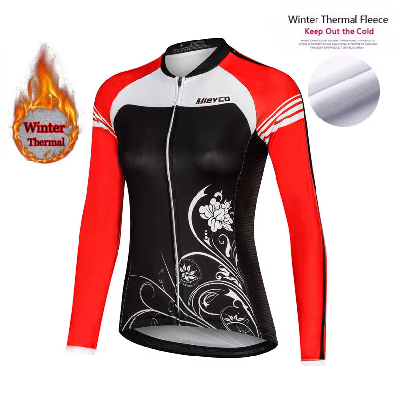Vêtements de cyclisme en polaire thermique pour femmes, ensemble maillot à manches longues, vêtement