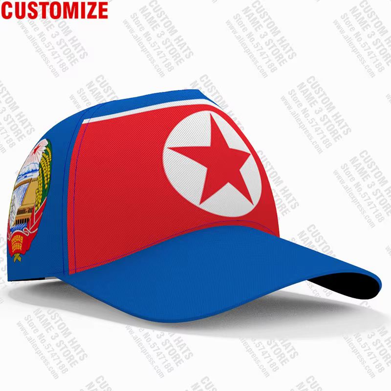 Casquettes de baseball de la Corée du Nord avec logo Kp, chapeaux de voyage sur mesure, drapeau de l