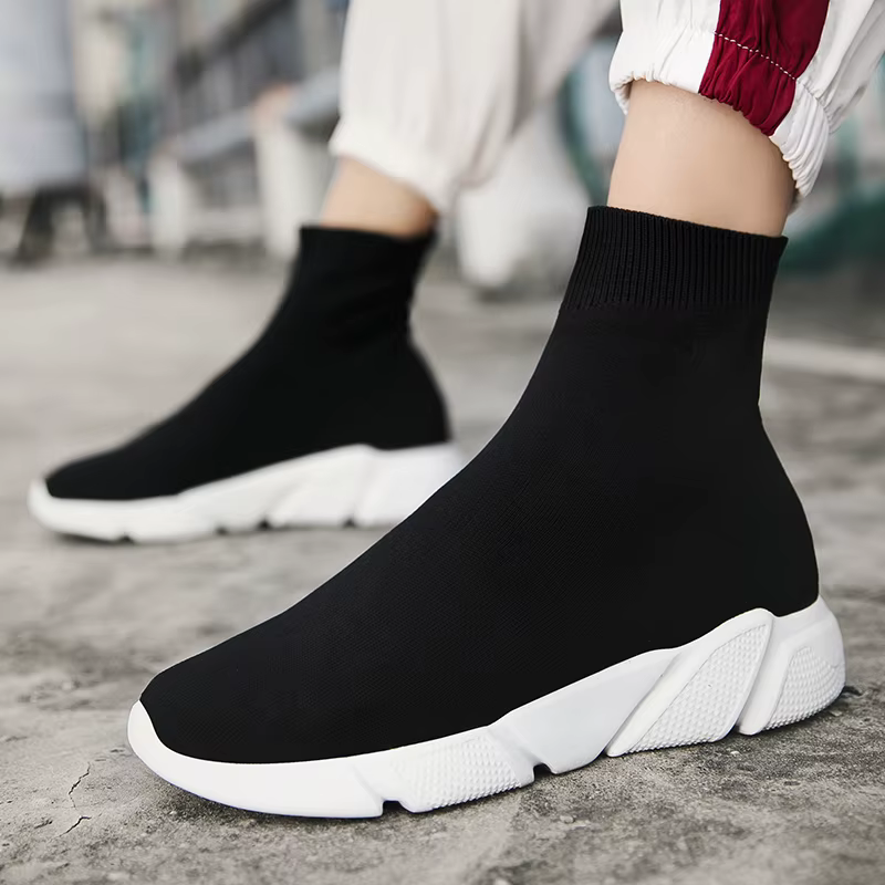 2025 printemps baskets pour hommes noir sans lacet Non en cuir chaussures décontractées haut sans la
