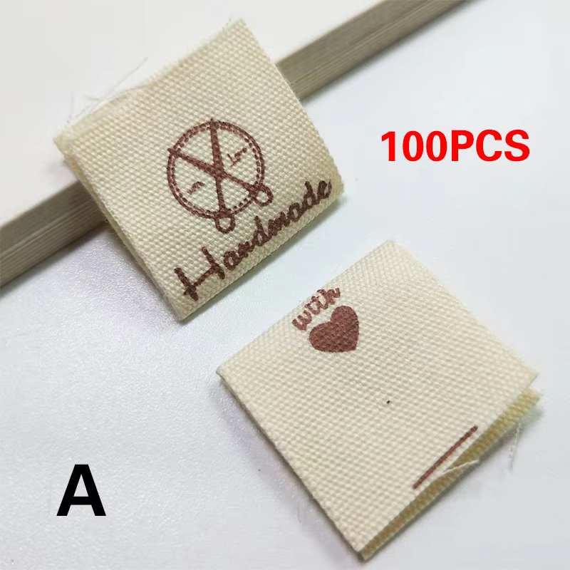 Étiquettes en tissu faites à la main, pliables pour chapeaux tricotés, vêtements, accessoires de cou