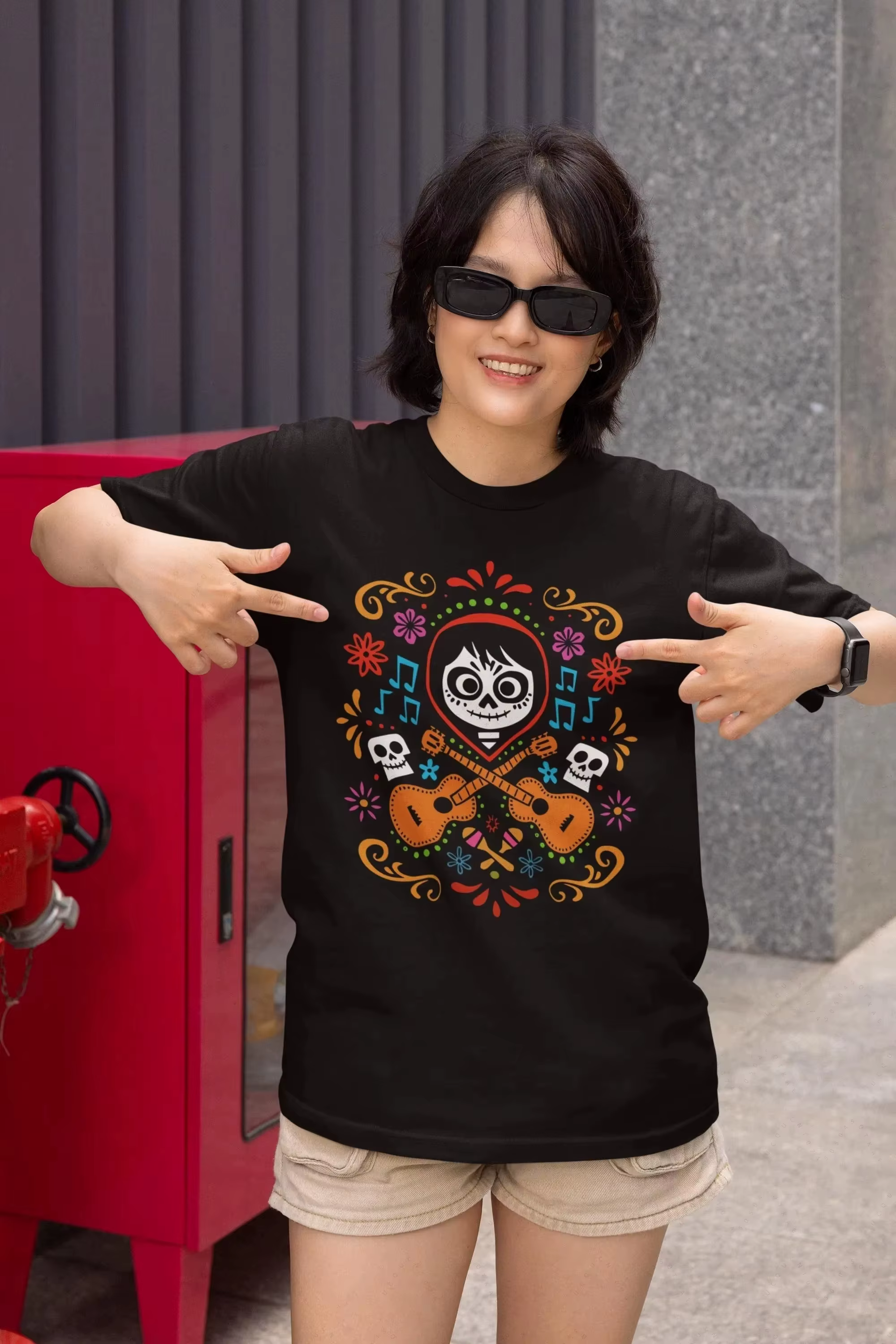 Haut d'ambiance Festive d'Halloween "Coco" Miguel Anime "Un Poco Loco" T-Shirt "Coco" Top tenue fami