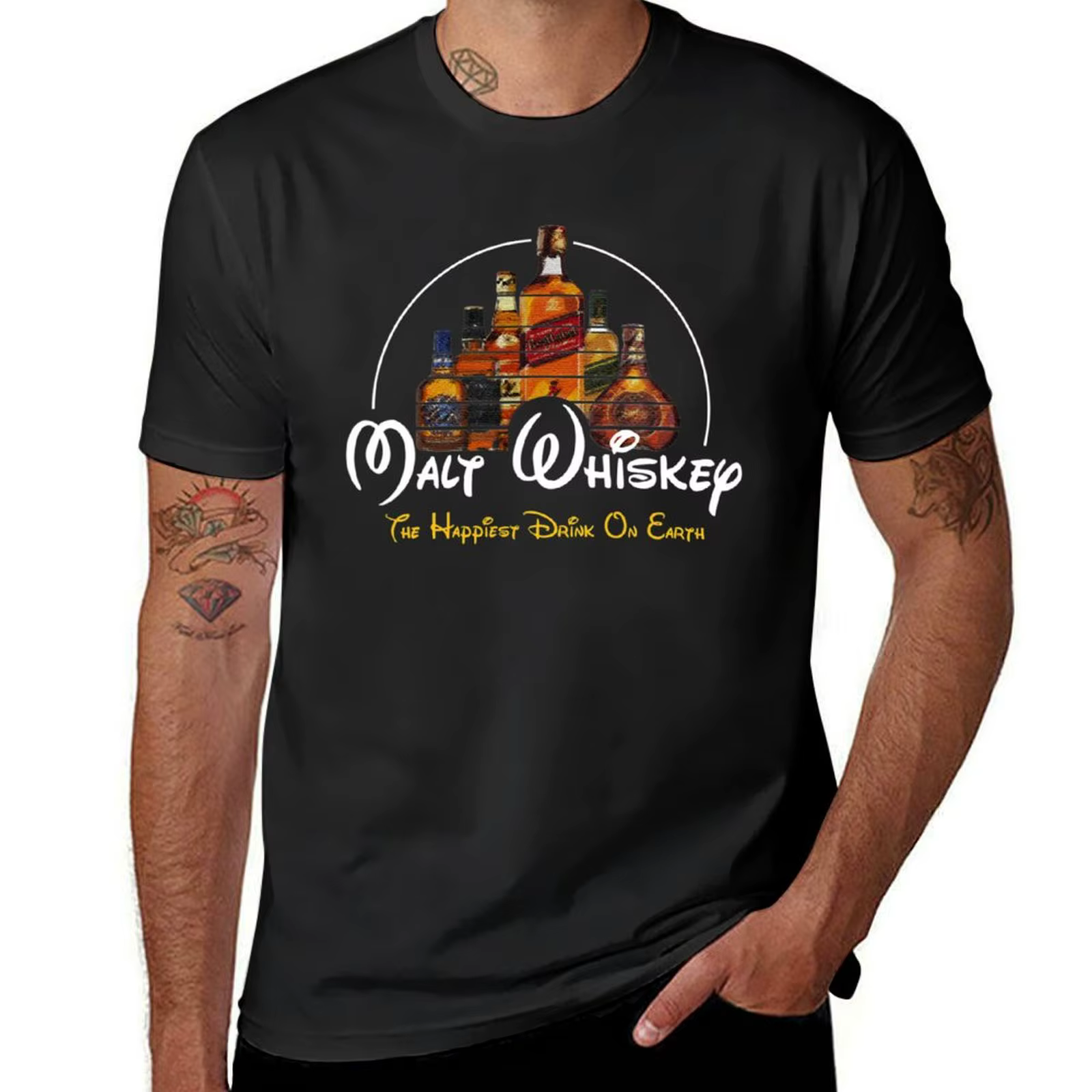 T-shirt Malt Whisky pour hommes, mode hippicopter, funny pun parody