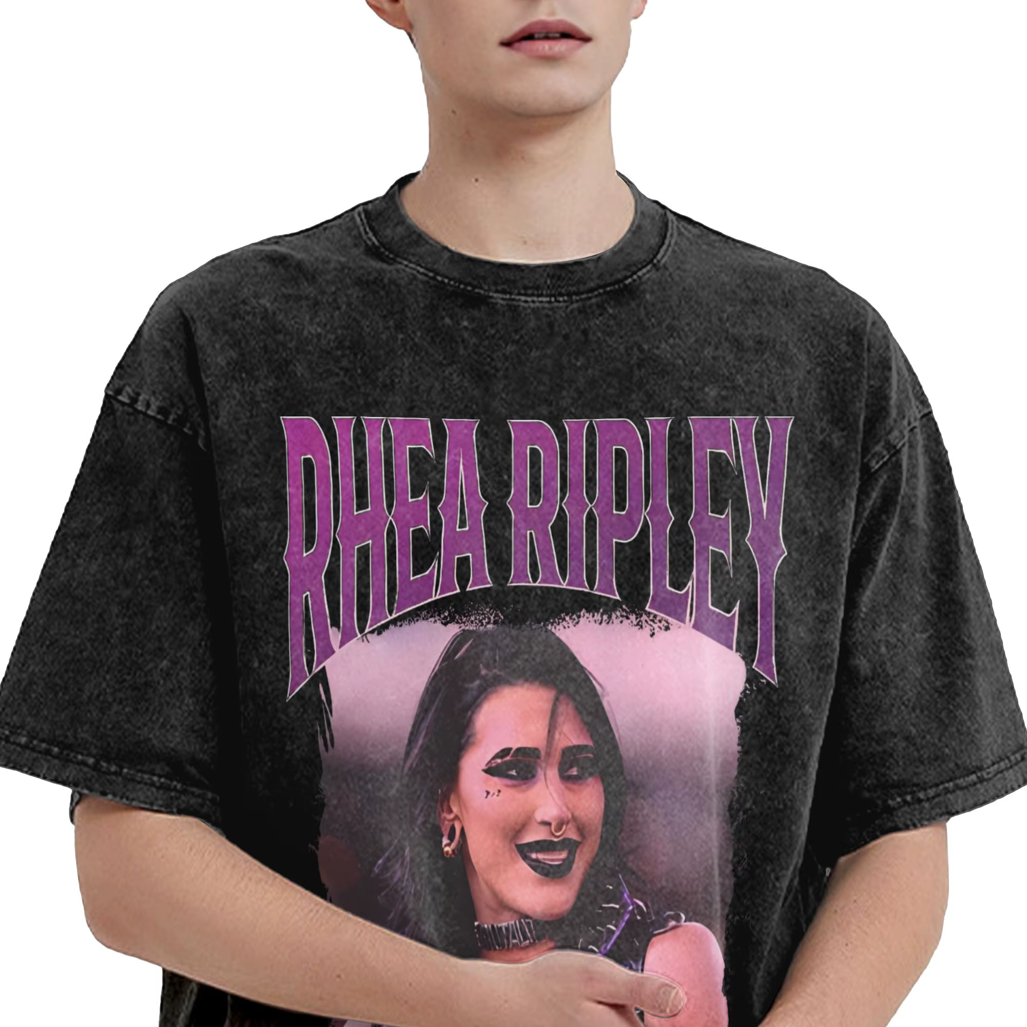 Hommes femmes rhea ripley lutte lutteur t-shirt 100% coton graphique t-shirts haut vêtements