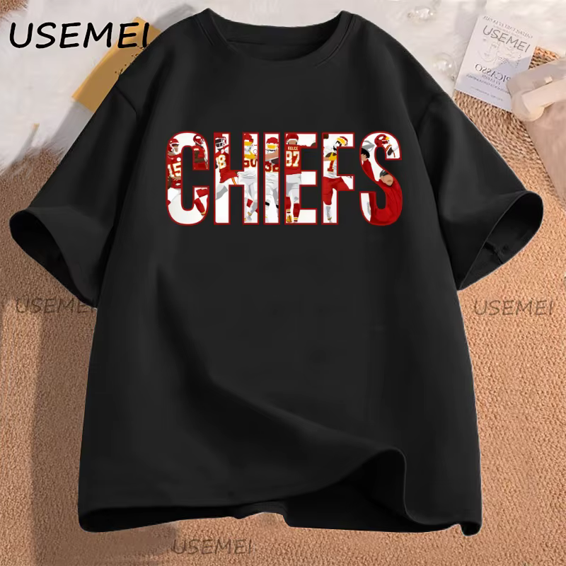 KC Chiefs Kansas City Football T-shirt hommes femmes Chiefs T-shirt unisexe coton à manches courtes 