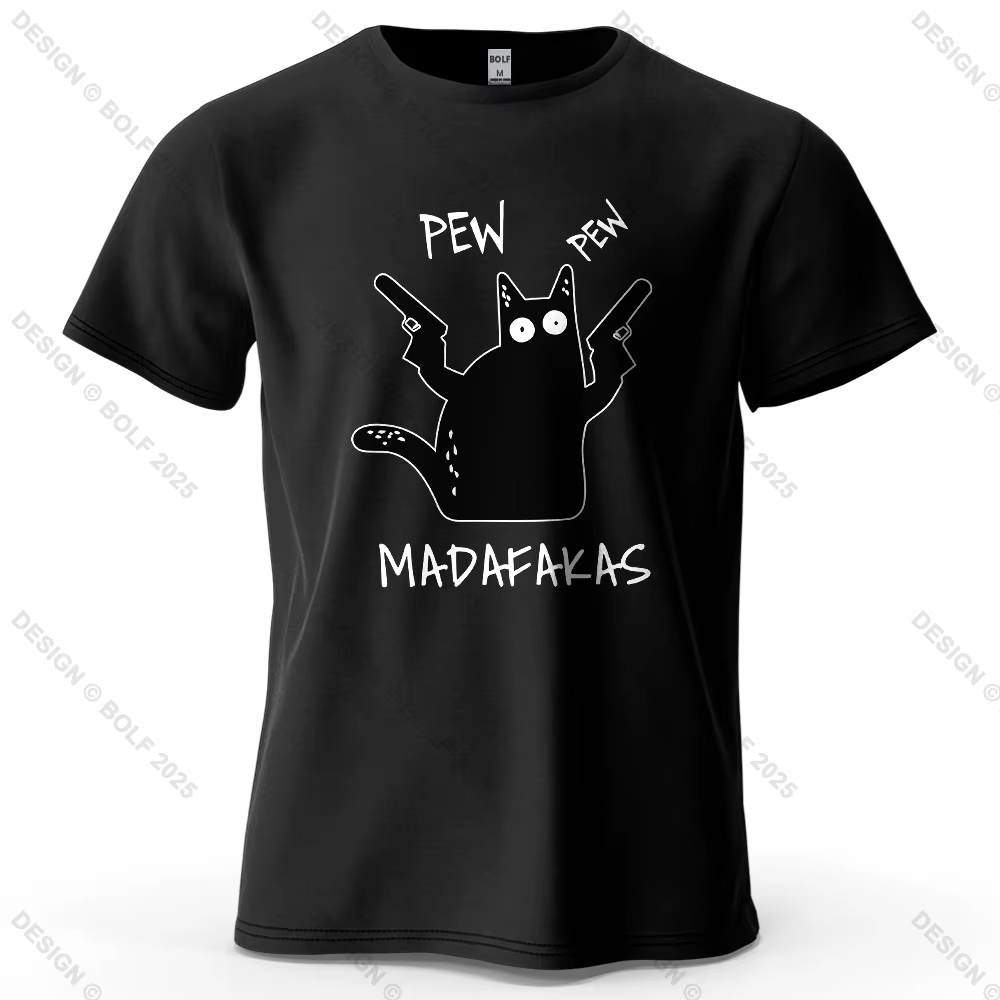 Cool chat Funky imprimé hommes T-Shirt 100% coton surdimensionné humoristique graphique t-shirts pou