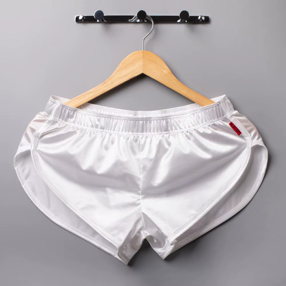 Boxer pyjama Sexy pour hommes, sous-vêtements en soie lisse, bas de sommeil, vêtements de maison, sh