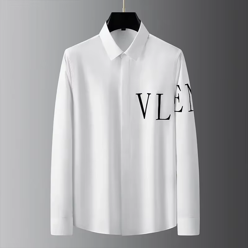 Chemises à manches longues floquées pour hommes avec lettre de marque, coupe couvertes, robe d'affai