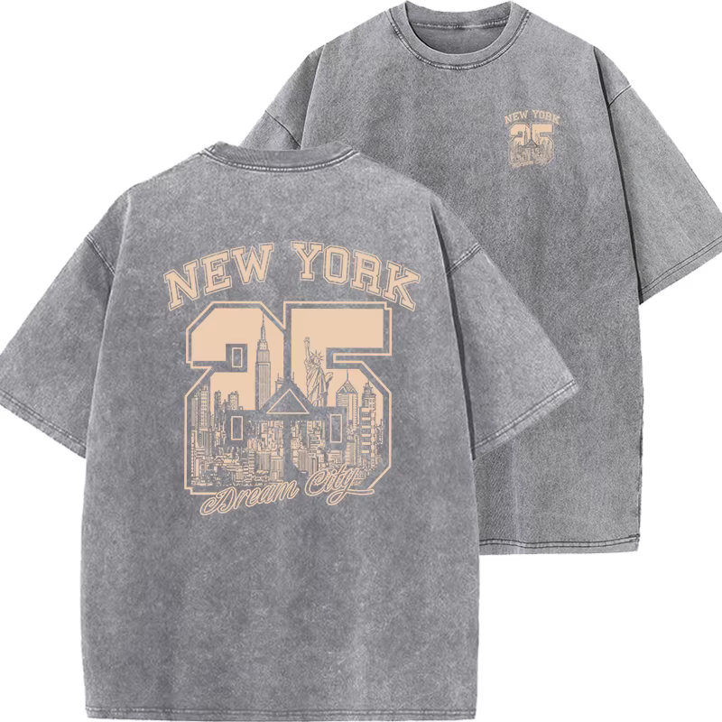 T-shirt à imprimé amusant de la ville de New York pour hommes et femmes, t-shirt d'été en coton lavé