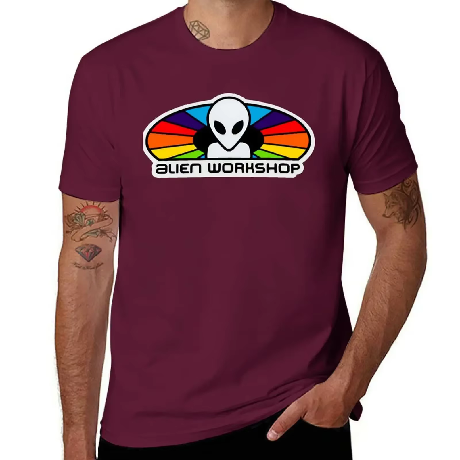 T-shirt Alien Workshop pour hommes, t-shirts unis, bon marché, MT blanks, anime